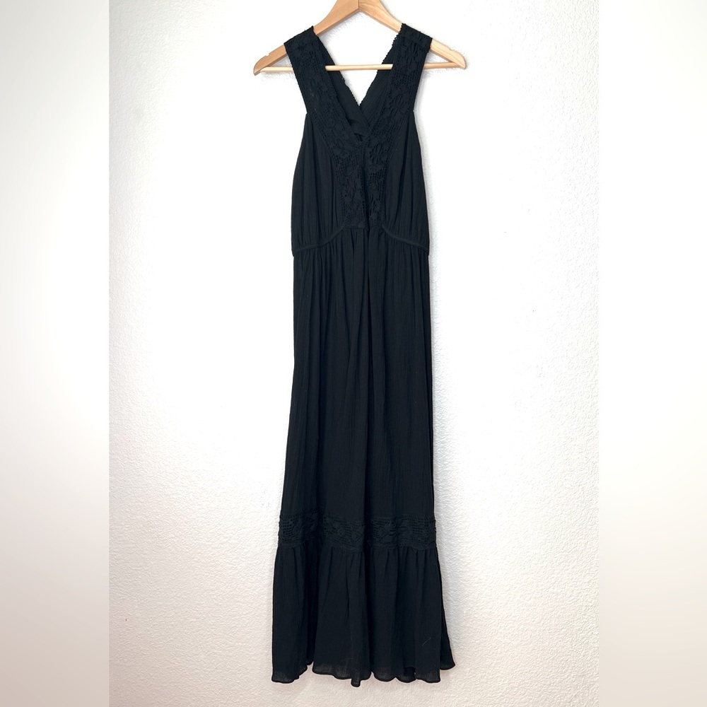 Lane Bryant Black Maxi Dress with Lace Trim